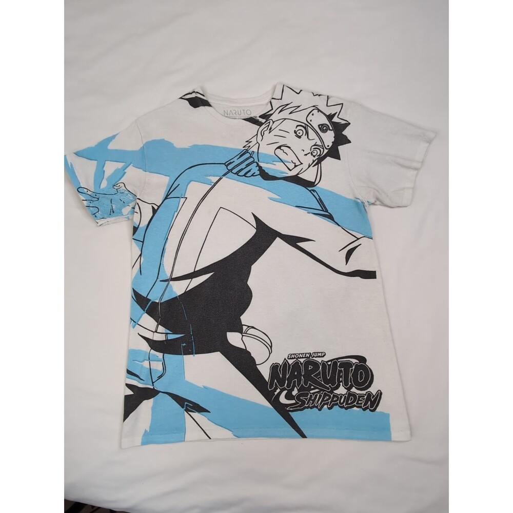 2007 Naruto Shippuden Collection All Over Print White T-Shirt 2002 Anime Medium